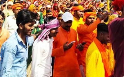 नौ दिवसीय श्रीरुद्र महायज्ञ को लेकर निकाली गई भव्य कलश यात्रा