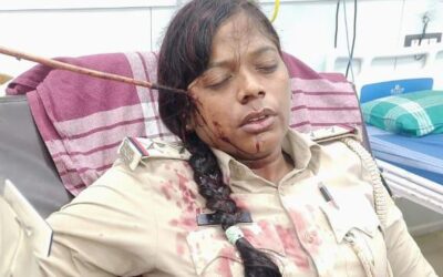 जमीन विवाद सुलझाने गई पुलिस पर हुआ हमला, महिला दरोगा के चेहरे पर लगा तीर