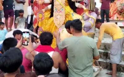 दारौंदा में पूजा पंडालों में स्थापित मां दुर्गा की प्रतिमाओं का हुआ विर्सजन