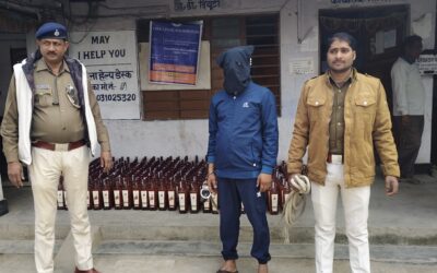 चार पहिया वाहन से 85.6लीटर अंग्रेजी शराब एक व्यक्ति गिरफ्तार