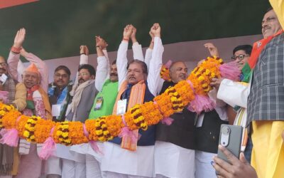 राजेंद्र स्टेडियम छपरा में एनडीए कार्यकर्ता सम्मेलन में जुटे हजारों कार्यकर्ता