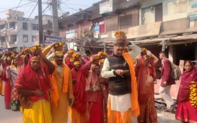 देवी प्राण प्रतिष्ठा महायज्ञ को लेकर शोभा यात्रा के साथ हुई जलभरी, पूरा इलाका भक्तिमय