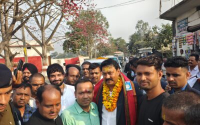पर्यटन मंत्री राजू कुमार सिंह का भाजपा कार्यकर्ताओ ने जोरदार स्वागत किया